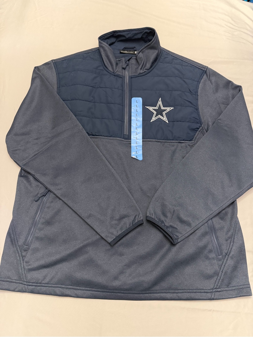 Dunbrooke Men's Navy Blue Zip-Up Sweater with Dallas Cowboys Embroidered